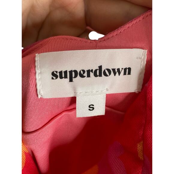 Superdown Petriana Mini Dress Halter Neck Ruched Floral Stretchy Neon Small - Picture 8 of 10